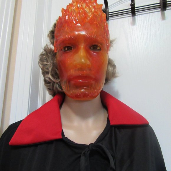 Flame Man Costume Mask & Cape - Picture 3 of 5